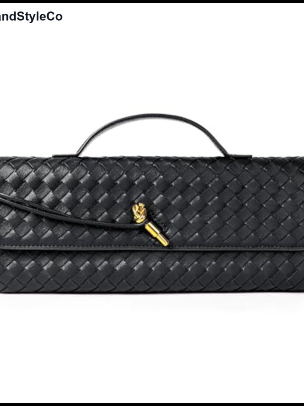 Woven Faux Leather Clutch Evening Bag Crossbody Purse
